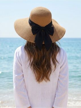 Giani Bernini Wide-Brim Straw Sun Hat with Black Band - Tan